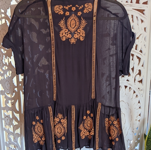 Vanessa Virginia sheer beaded embroidered top - Picture 2 of 3